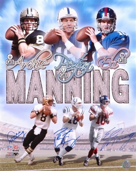 Archie, Peyton, and Eli Manning Multi Autographed 16x20 Photograph